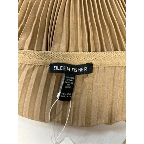 EILEEN FISHER Pleated Wool-Silk Midi Skirt Biscuit NWT - Picture 8 of 8